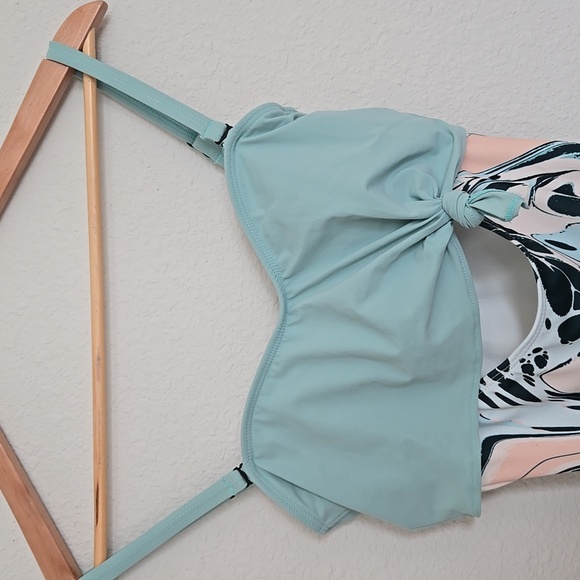 Flagpole NYC Nora Stylish Teal and Patterned One-Piece Swimsuit Summer - Picture 2 of 6